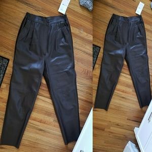 Brown leather high waisted pants